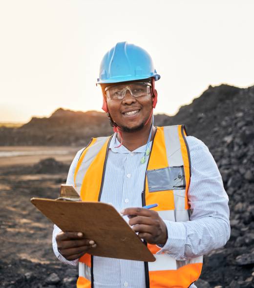 A,Young,Black,African,Coal,Mine,Foreman,Looking,Into,Camera